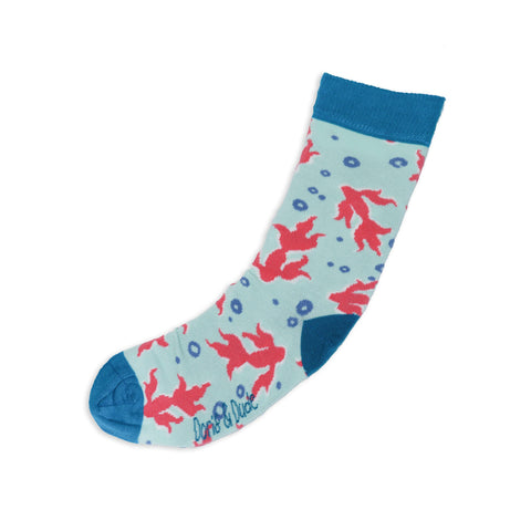 An image of a Mint Flying Fish calf length sock by Doris & Dude