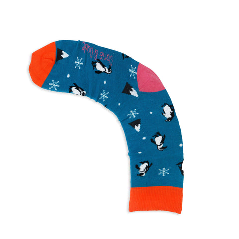 An image of a Teal Penguins calf length sock by Doris & Dude