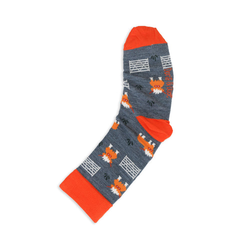 An image of a Grey Highland Cow calf length sock by Doris & Dude