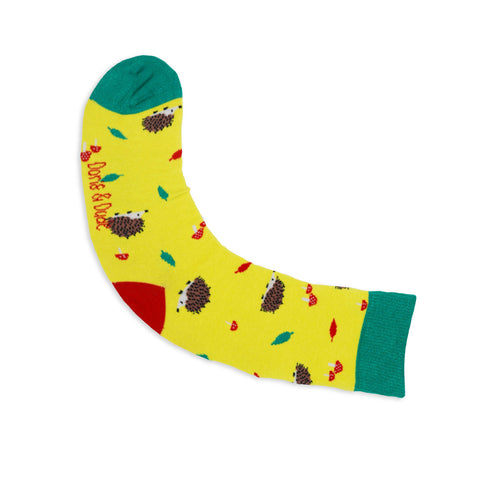 An image of a Lime Hedgehog calf length sock by Doris & Dude