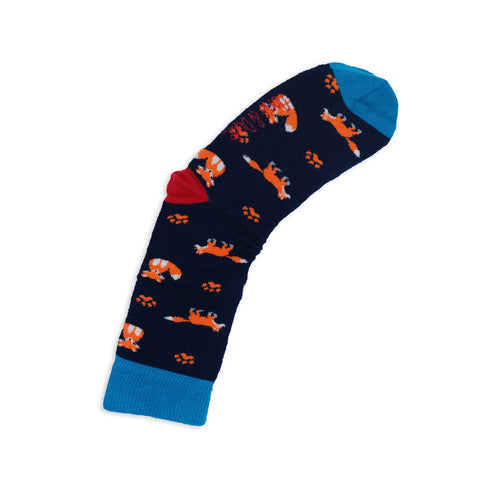 An image of a Navy Fox calf length sock by Doris & Dude