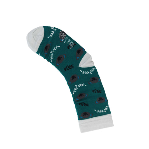 An image of a Teal Koala calf length tights by Doris & Dude