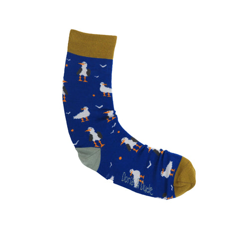An image of a Blue Seagull  calf length sock by Doris & Dude
