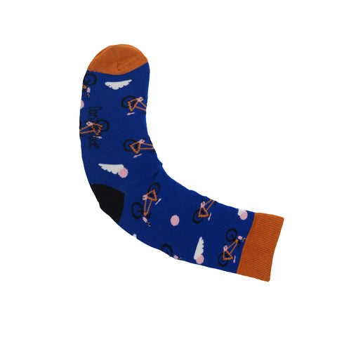 An image of a Blue Bike  calf length sock by Doris & Dude