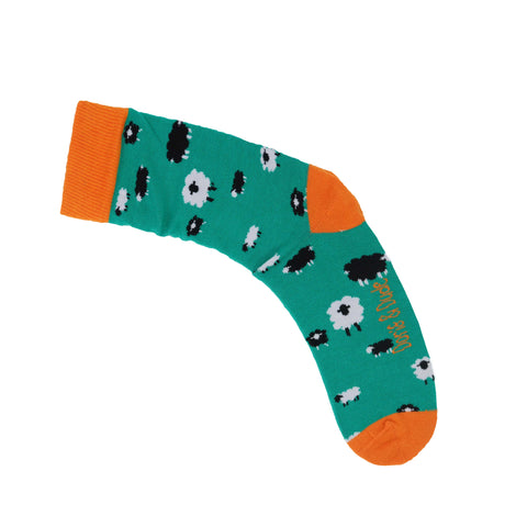 An image of a Bright Green Sheep  calf length sock by Doris & Dude