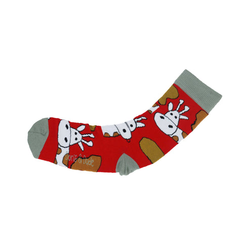 An image of a Red Giraffe  calf length sock by Doris & Dude