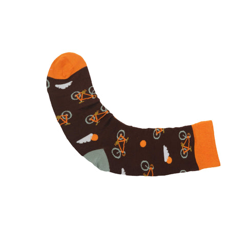 An image of a Brown Bike  calf length sock by Doris & Dude