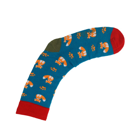 An image of a Teal Fox  calf length sock by Doris & Dude