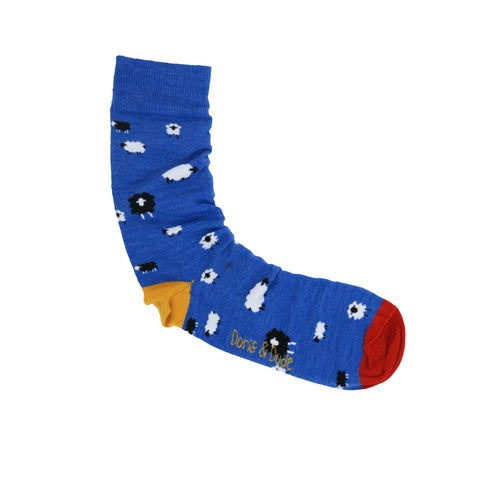 An image of a Blue Sheep  calf length sock by Doris & Dude