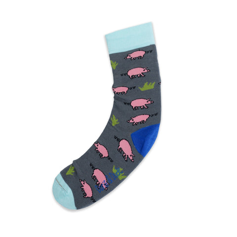 An image of Grey Pig, calf-length sock by Doris & Dude