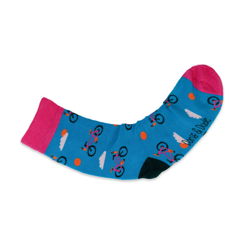 An image of Green Bikes, calf-length sock by Doris & Dude