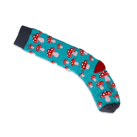 An image of Mint Mushroom, calf-length sock by Doris & Dude