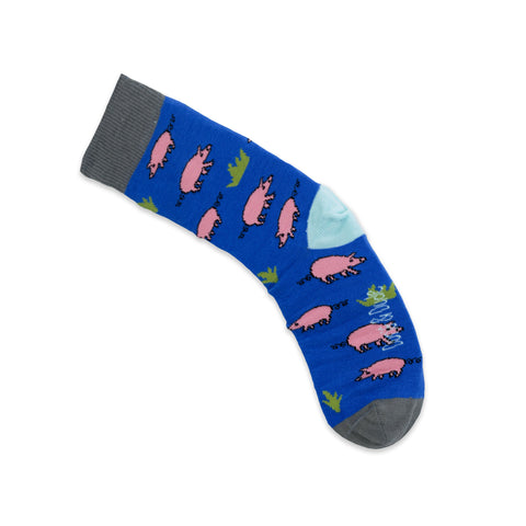 An image of Blue Pigs, calf-length sock by Doris & Dude