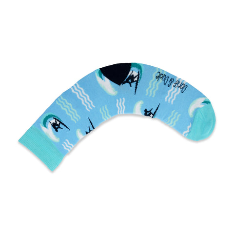 An image of Blue Surfer, calf-length sock by Doris & Dude