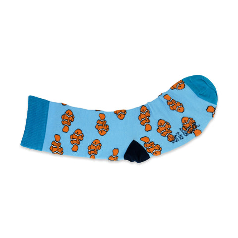 An image of Blue Clownfish, calf-length sock by Doris & Dude