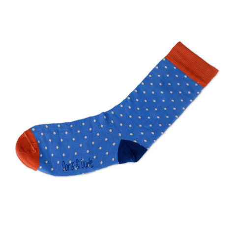 An image of Blue Spot, calf-length sock by Doris & Dude