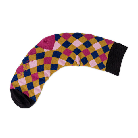 An image of Gold Diamond, calf-length sock by Doris & Dude