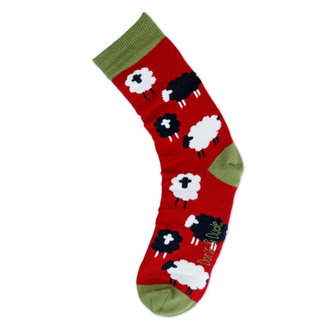An image of Red Sheep, calf-length sock by Doris & Dude