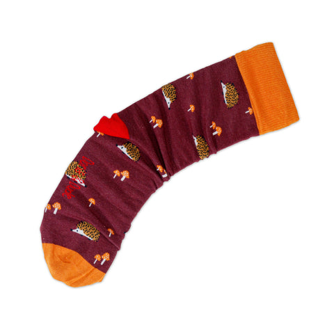 An image of Burgundy Hedgehog, calf-length sock by Doris & Dude