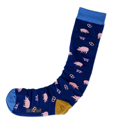 An image of Navy Pig, knee-length sock by Doris & Dude