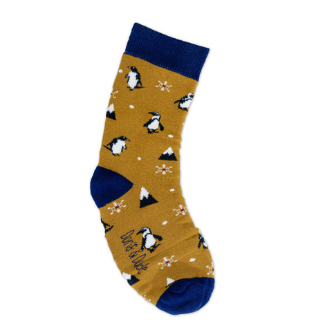 An image of Gold Penguin, calf-length sock by Doris & Dude