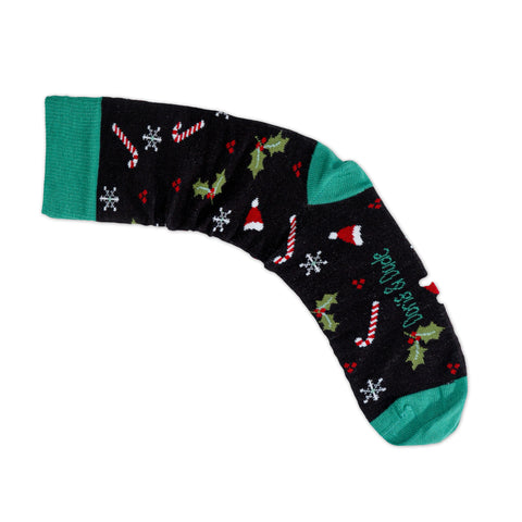 An image of Black Xmas, calf-length sock by Doris & Dude