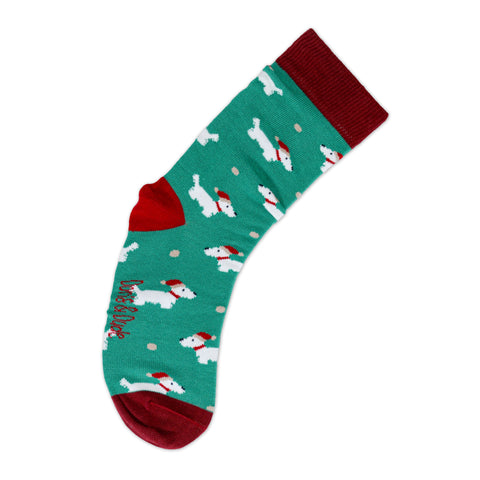 An image of Green Scottie Dog, calf-length sock by Doris & Dude