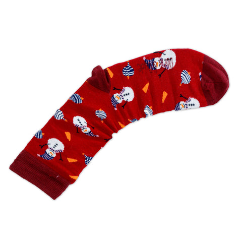 An image of Red Snowman, calf-length sock by Doris & Dude