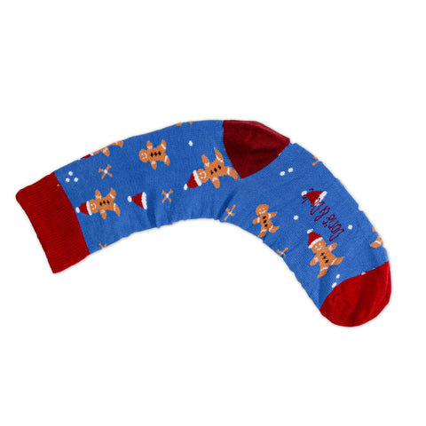 An image of Blue Gingerbread Man, calf-length sock by Doris & Dude