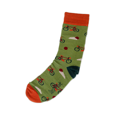 An image of Green Bike, calf-length sock by Doris & Dude
