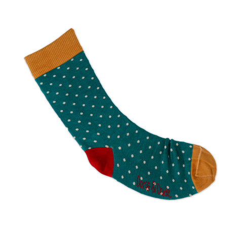 An image of Green Spot, calf-length sock by Doris & Dude