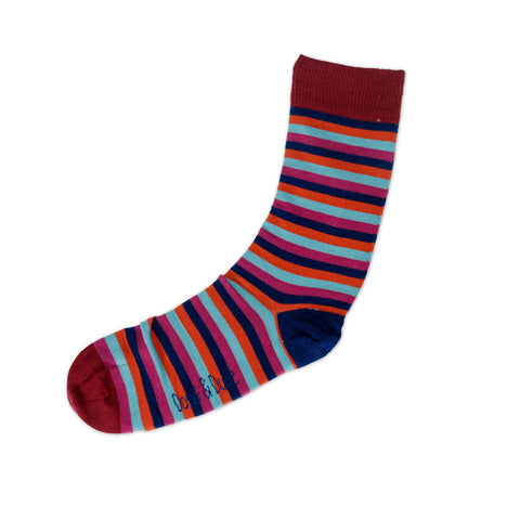 An image of Orange Stripe, calf-length sock by Doris & Dude