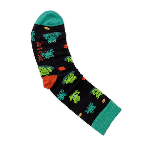 An image of Black Frogs, calf-length sock by Doris & Dude