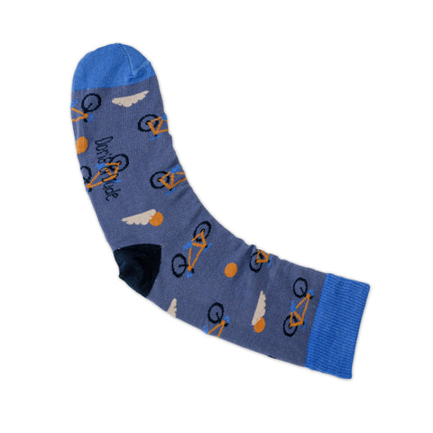 An image of Blue Bike, calf-length sock by Doris & Dude