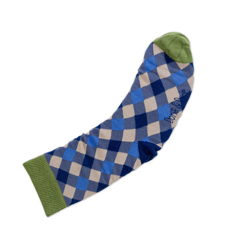 An image of Blue Diamond, calf-length sock by Doris & Dude