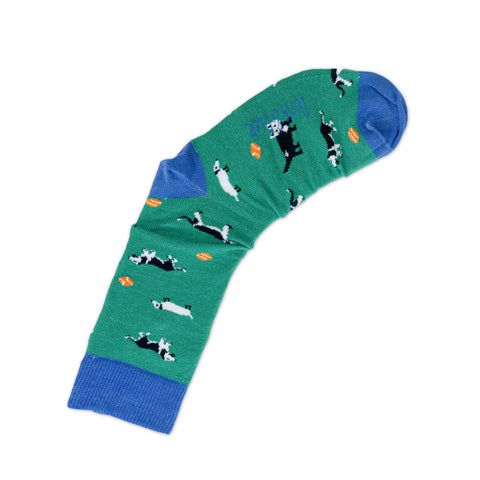 An image of Green Dog, calf-length sock by Doris & Dude