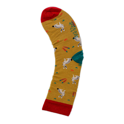 An image of Gold Rabbit, calf-length sock by Doris & Dude
