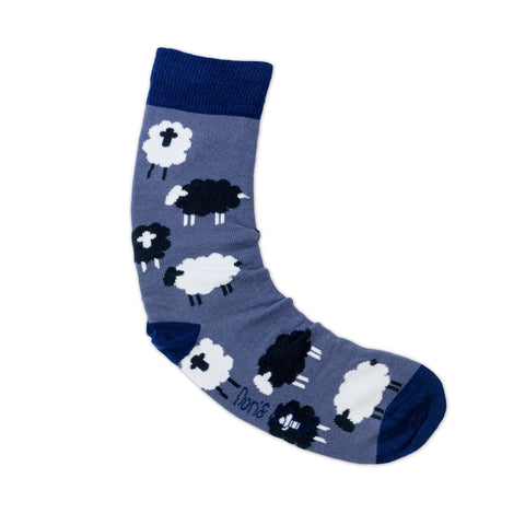 An image of Blue Sheep, calf-length sock by Doris & Dude