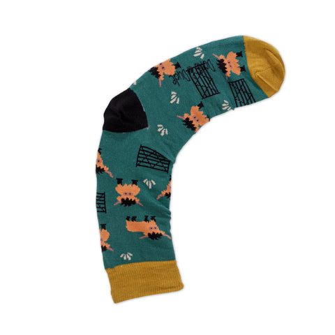 An image of Green Highland Cow, calf-length sock by Doris & Dude