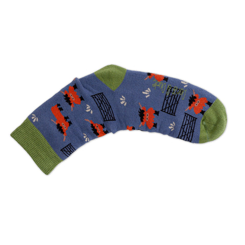 An image of Blue Highland Cow, calf-length sock by Doris & Dude
