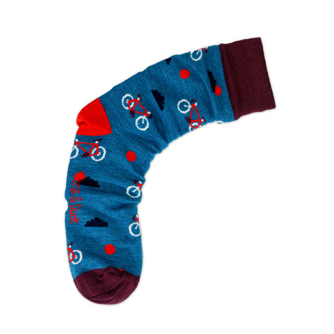An image of Teal Bike, calf-length sock by Doris & Dude