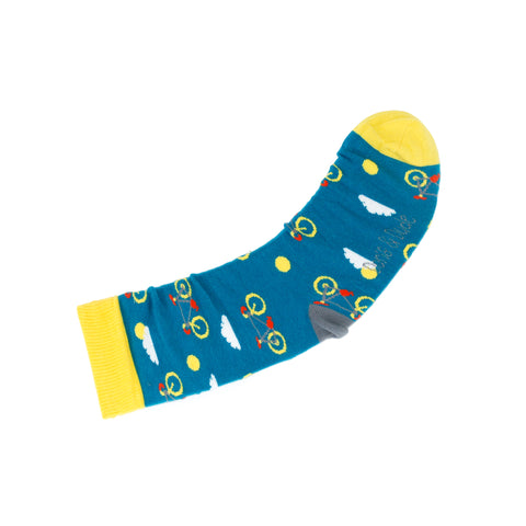 An image of Teal Bike, calf-length sock by Doris & Dude