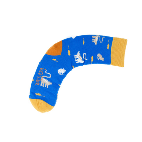 An image of Blue Cat, calf-length sock by Doris & Dude