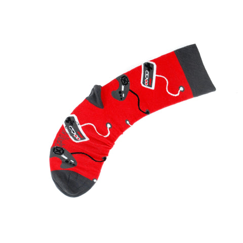An image of Red Controllers, calf-length sock by Doris & Dude