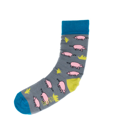 An image of Grey Pig, calf-length sock by Doris & Dude