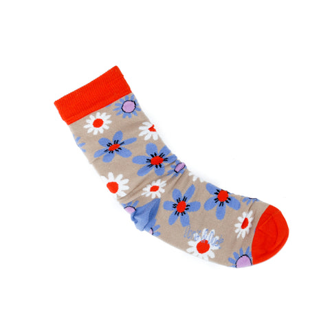 An image of Sand Flowers, knee-length sock by Doris & Dude
