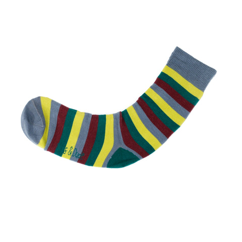 An image of Lime Stripe, calf-length sock by Doris & Dude