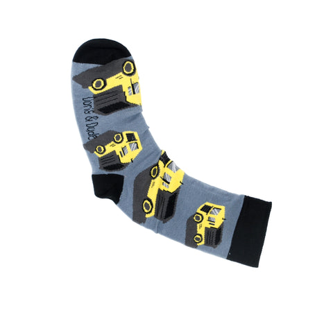 An image of Grey Dump Truck, calf-length sock by Doris & Dude